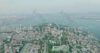 伊斯坦布尔历史半岛和圣索菲亚海景